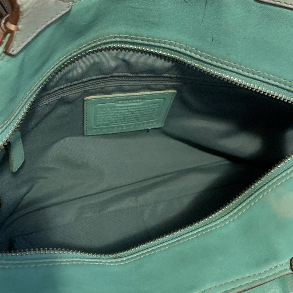 Coach Mint Green Leather Tote Shoulder Bag - Picture 9 of 16